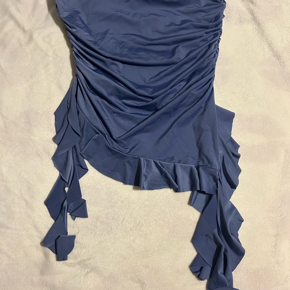 Elegant Blue Ruched Top